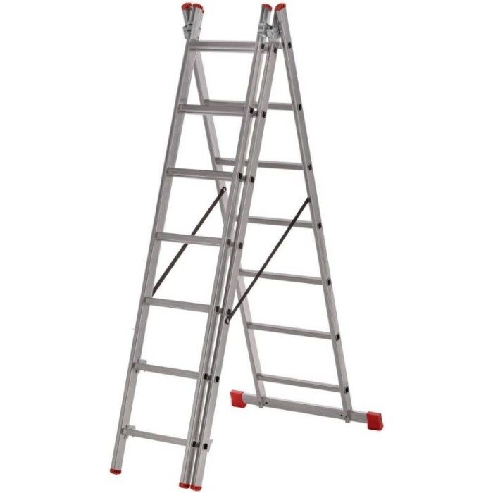 Scara aluminiu, Metalkas, 3 tronsoane, 7 trepte, max 150 kg, 1.9-3.47 m