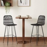 vidaXL Scaun de bar 2 pcs Negru 44 x 55 x 109 cm Rattan și oțel 42033211