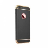 Husa iPhone 6/6S Luxury Black Plated MyStyle + Folie Protectie, Protectie Camera, PC Textura Metalica