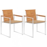 Set 2 Scaune Gradina Gossi, Lemn Acacia, Otel, Perne Bej Incluse, 60x56x85 cm, Exterior