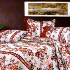 Lenjerie de pat pentru o persoana cu husa elastic pat si fata perna dreptunghiulara, Select, bumbac mercerizat, multicolor