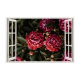 Autocolant decorativ, Fereastra, Arbori si flori, Multicolor, 83 cm, 380ST