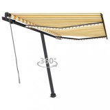 vidaXL Copertină automată cu senzor v&acirc;nt&amp;LED, galben&amp;alb, 350x250 cm 3069733