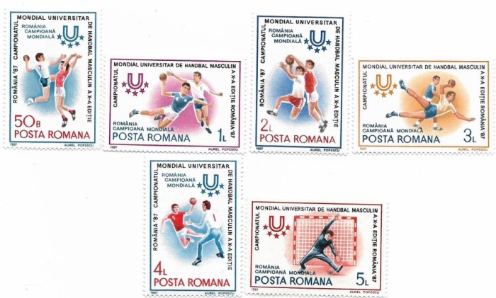 Romania (451) - A 10-a editie a C.M. Universitare de Handbal Masculin, 1987, serie neobliterata