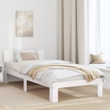 vidaXL Cadru de pat cu tăblie alb 90x200 cm lemn masiv de pin