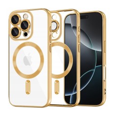 Husa premium iPhone 16 Pro Techsuit Luxury Crystal MagSafe, auriu foto