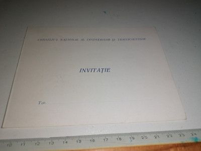 INVITATIE CONSILIUL NATIONAL AL INGINERILOR SI TEHNICIENILOR 1969 foto