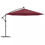 Cumpara ieftin Umbrela in consola de gradina cu LED-uri, rosu bordo, 350 cm