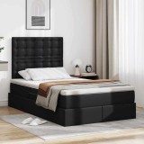 vidaXL Pat cu lumini cu bandă LED cu headboard Negru 120 x 200 cm PVC 3372297