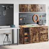 Dulapuri Garaj Gossi 2 Buc Stejar Afumat Lemn Prelucrat 30x51x85 cm + 30x30x41 cm Depozitare Unelte Atelier Bricolaj