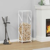 vidaXL Suport pentru lemne de foc alb 34x25x100cm Oțel laminat la rece
