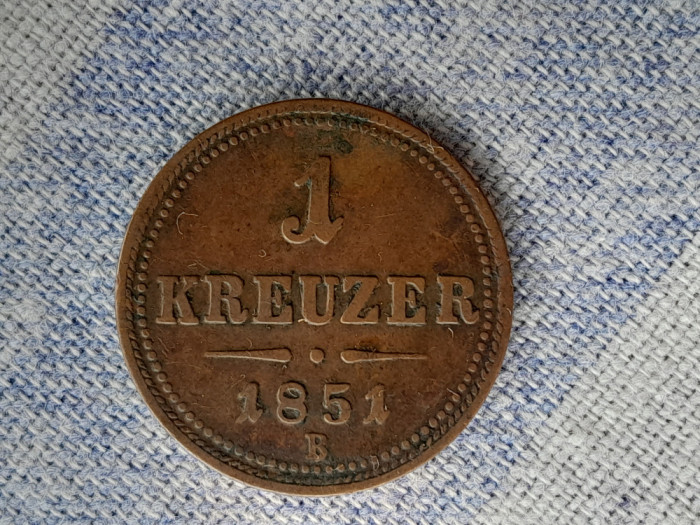 1 KREUZER 1851 B -IMP.AUSTRIAC