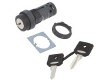 Comutator Rotativ cu Cheie 22mm 2 NO Negru XB7NG21