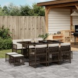 Gossi set mobilier de gradina cu perne, 11 piese, maro, poliratan