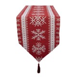 Cumpara ieftin Traversa masa Craciun Fulgi de Nea poliester alb rosu 33x180 cm