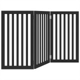 Cumpara ieftin Poarta pentru caini pliabila 3 panouri negru, 150 cm, lemn plop