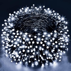 Instalatie Craciun Liniara, NEVERMORE, Interior/exterior, 8 jocuri de lumini, 50 m, 500 Led-uri, Alb rece