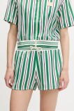 Fila pantaloni scurți Lassance culoarea verde, cu imprimeu, high waist, FAW1002
