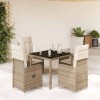 VidaXL Set bistro de grădină, 5 piese, cu perne, bej, poliratan 3277096