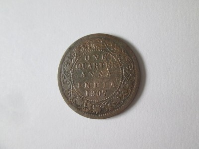 India One Quarter Anna 1907 regele Edward VII,moneda din imagini foto