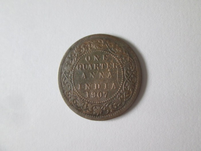 India One Quarter Anna 1907 regele Edward VII,moneda din imagini