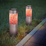 Cumpara ieftin Lampa Solara LED tip Stalpisor Metalic cu Design de Sticla Sparta, Lumina Alb Cald, Inaltime 33cm, Garden Of Eden