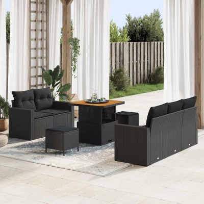 vidaXL Set de canapele pentru grădină 8 pcs Negru 80 x 80 x 71 cm 3363504 foto