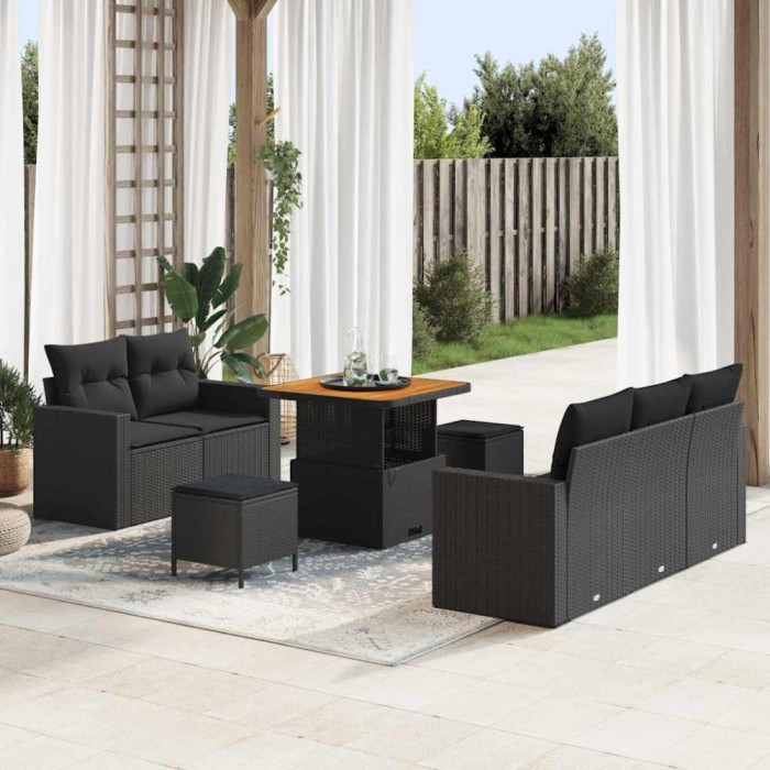 vidaXL Set de canapele pentru grădină 8 pcs Negru 80 x 80 x 71 cm 3363504