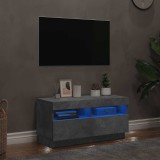 Comodă TV cu lumini LED, gri beton, 80x35x40 cm