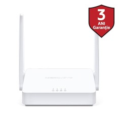 Router Wireless Mercusys N 300 Mbps, MW301R; Standarde Wireless: IEEE 802.11n, IEEE 802.11g, IEEE 802.11b, Frecventa: 2.4 - 2.4835GHz, Rata semnal: 11