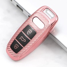 Husa Cheie Compatibila cu Audi Q8 A8 SmartKey TPU+PC Pink Carbon