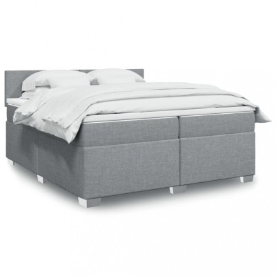 vidaXL Pat box spring cu saltea, gri deschis, 200x200 cm, textil 3285988 foto