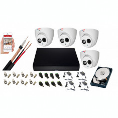 Kit supraveghere video profesional Rovision cu 4 camere 2mp 50m smart IR IP67 OEM DAHUA, accesorii incluse cu HDD foto