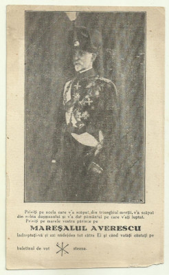 Ilustrata electorala Maresalul Averescu - anii 1930 foto