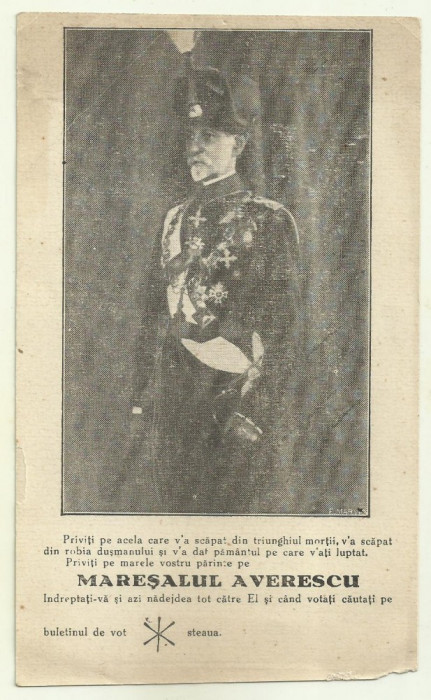 Ilustrata electorala Maresalul Averescu - anii 1930