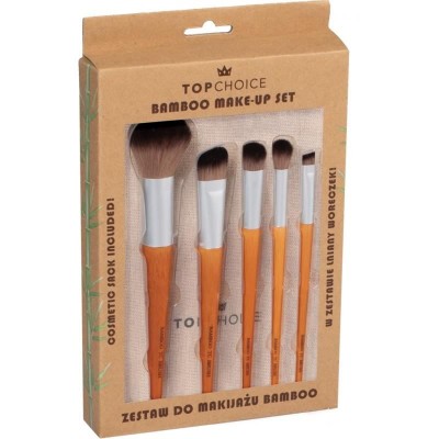 Set 5 pensule machiaj cu maner din bambus Top Choice 37474 foto