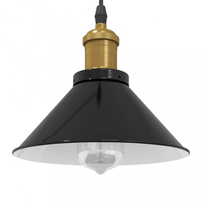 vidaXL Lampă suspendată reglabilă pe &amp;icirc;nălțime E27 negru lucios metal 4103443 foto