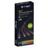 Cablu 4in1 USB TYPE C MICRO USB LIGHTNING - USB 2.4A 1.2m V-TAC SKU-7748