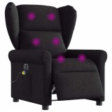 VidaXL Fotoliu electric de masaj rabatabil, negru, textil
