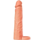 Mansoane pentru penis - Dorinta Ascunsa Infern Prelungitor pentru Penis cu Inel de Prindere din Silicon Lichid 20 cm Culoare Deschisa