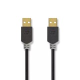 Cablu USB 2.0 A tata - A tata 2m Hi-Speed 480Mbps antracit Nedis