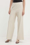 Sandro Ferrone pantaloni femei, culoarea bej, drept, high waist, SFS18XBDALTEA