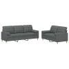 Set de canapele cu perne, 2 piese, gri inchis, material textil