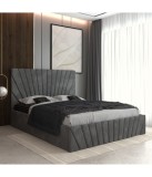 Pat Tapitat Toma Gri + Saltea Lux Ortopedica 160x200cm