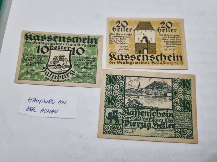 austria notgeld hanburg an der donau 3v.
