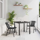 vidaXL Set masa gradina 3 piese negru otel poliratan contemporan exterior 2 scaune 1 masa 80x80x73cm