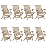 Scaune de gradina pliante 8 buc. gri 56x61x89 cm lemn masiv tec