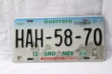 Placuta numar inmatriculare expirata Mexic - Mexico Guerrero HAH-58-70 licence plate number