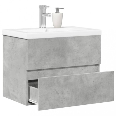 vidaXL Set mobilier de baie, 2 piese, gri beton, lemn compozit 3324908 foto