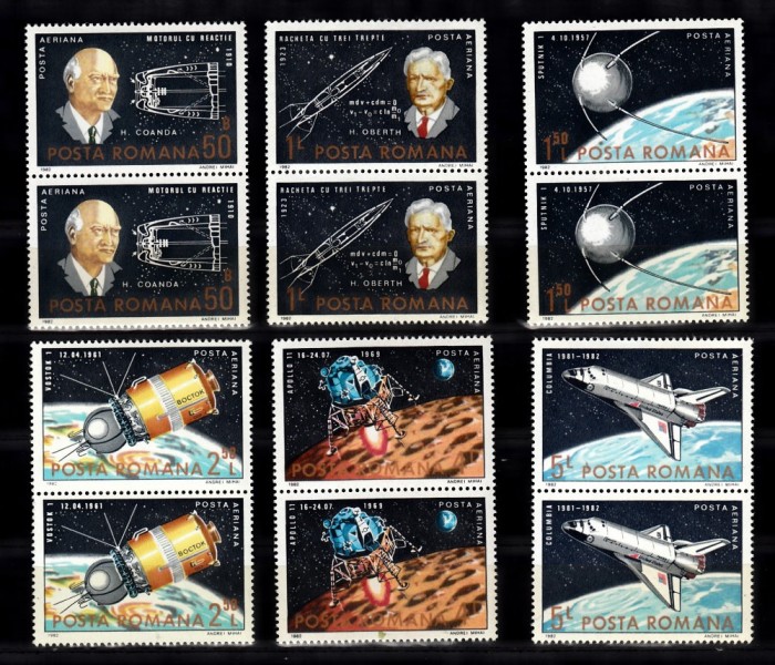 A11 TX10 3 - 1983 - 25 de ani de cosmonautica - perechi de doua timbre